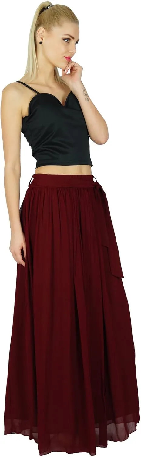 Bimba Women Long Maxi Skirt Tulip Style Georgette Boho Bottoms