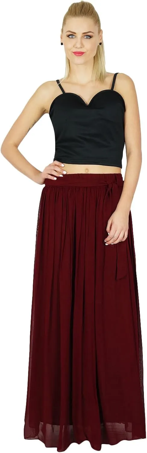 Bimba Women Long Maxi Skirt Tulip Style Georgette Boho Bottoms