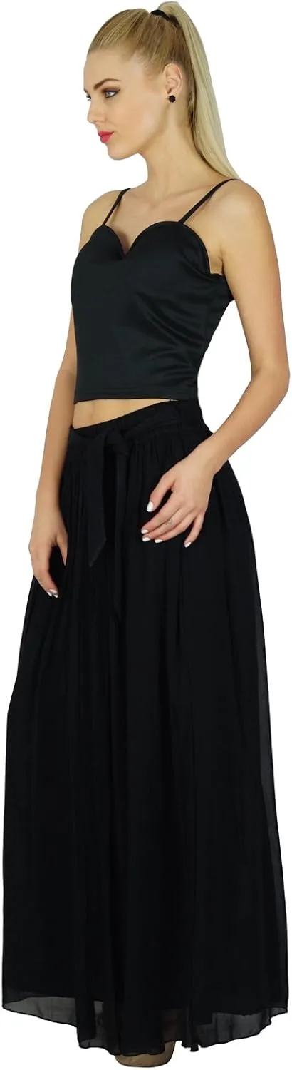 Bimba Women Long Maxi Skirt Tulip Style Georgette Boho Bottoms