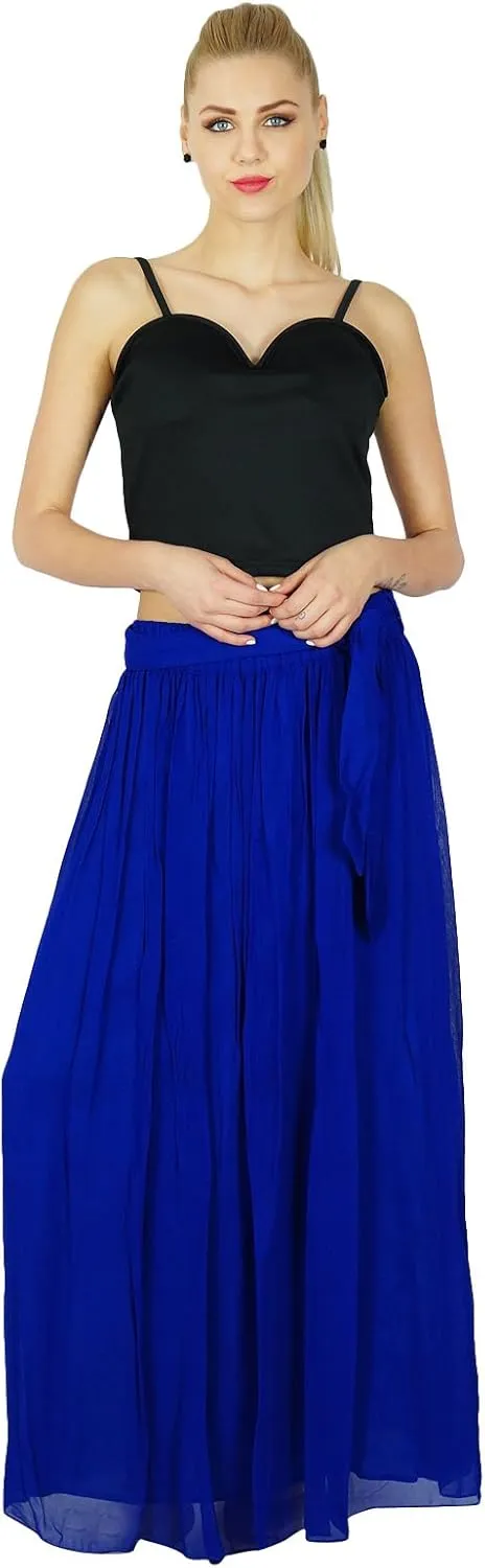 Bimba Women Long Maxi Skirt Tulip Style Georgette Boho Bottoms