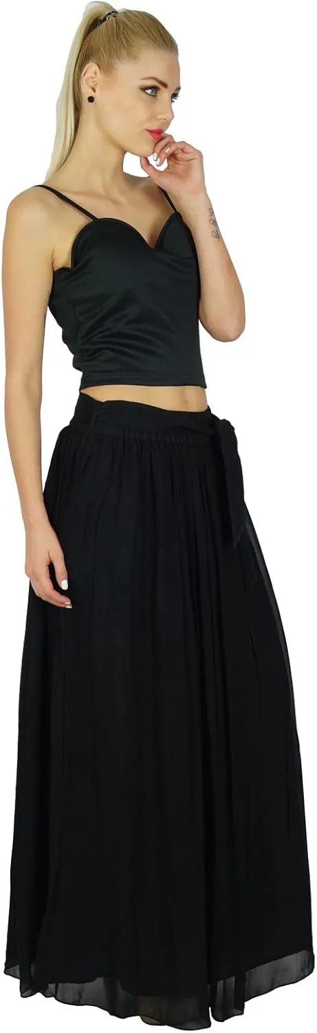 Bimba Women Long Maxi Skirt Tulip Style Georgette Boho Bottoms