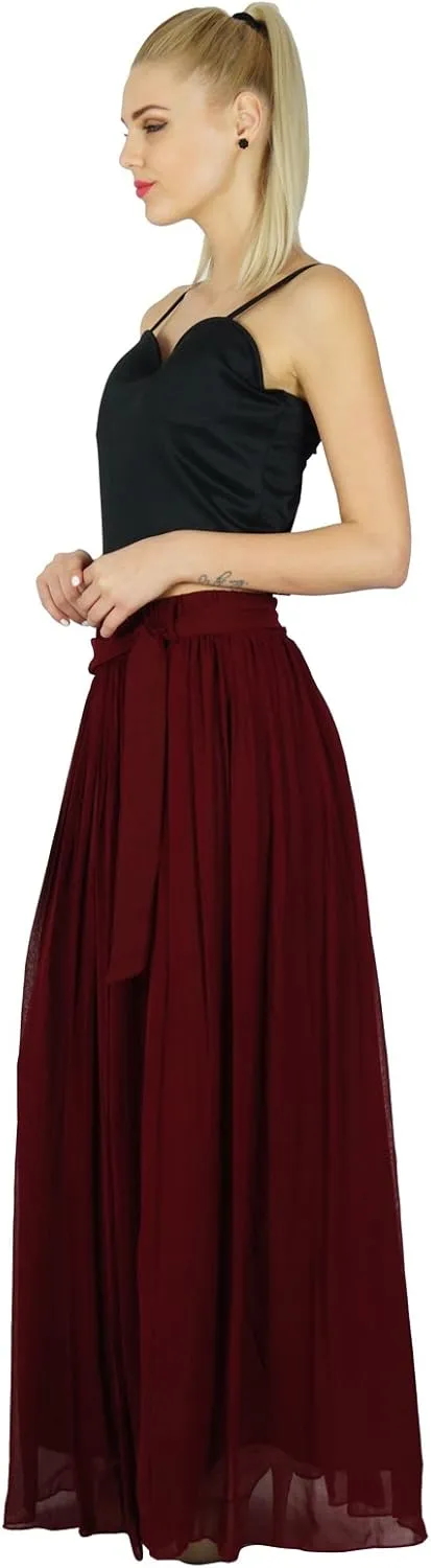 Bimba Women Long Maxi Skirt Tulip Style Georgette Boho Bottoms