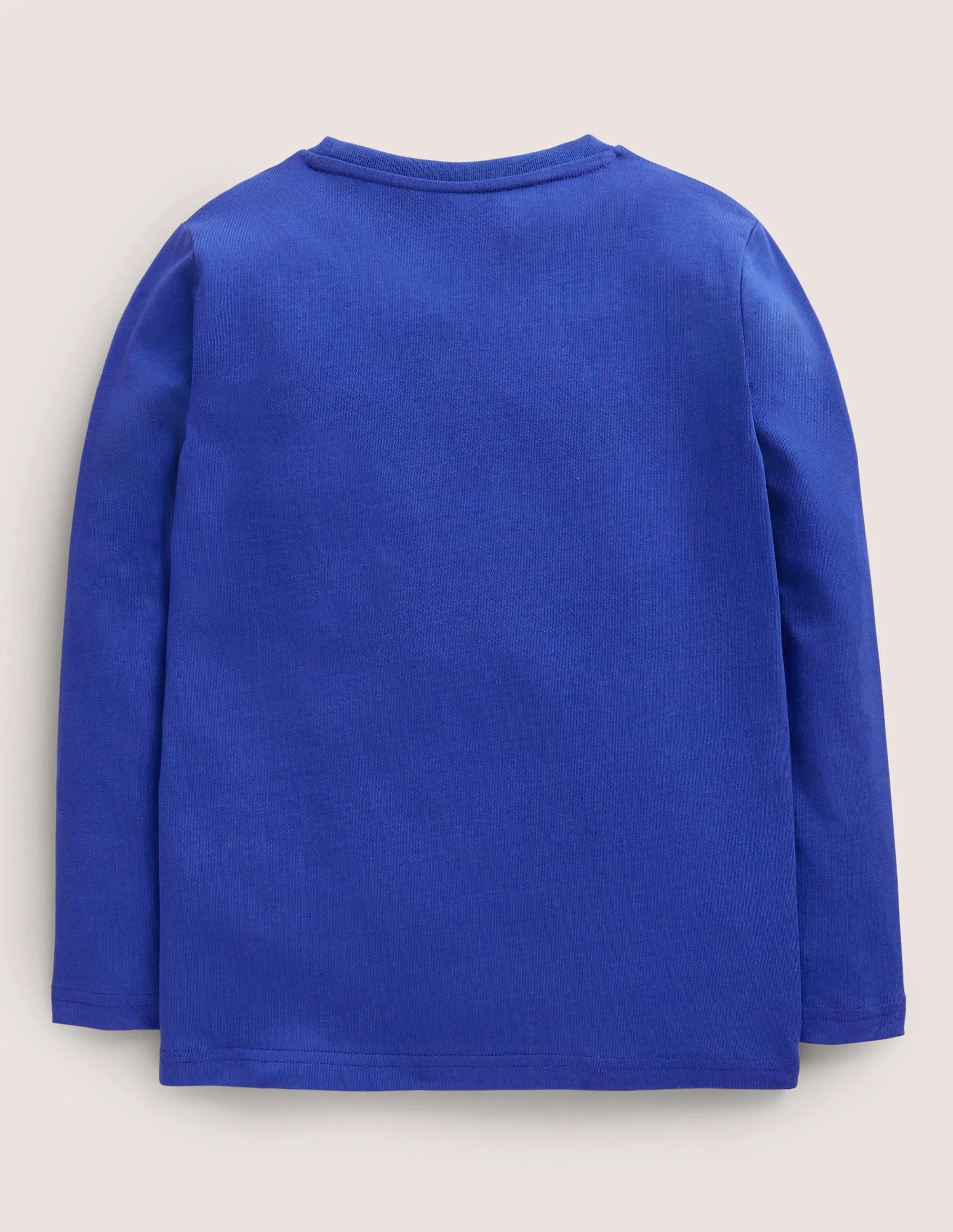 Blue Owl Print Long-Sleeved T-shirt-Brilliant Blue Owl
