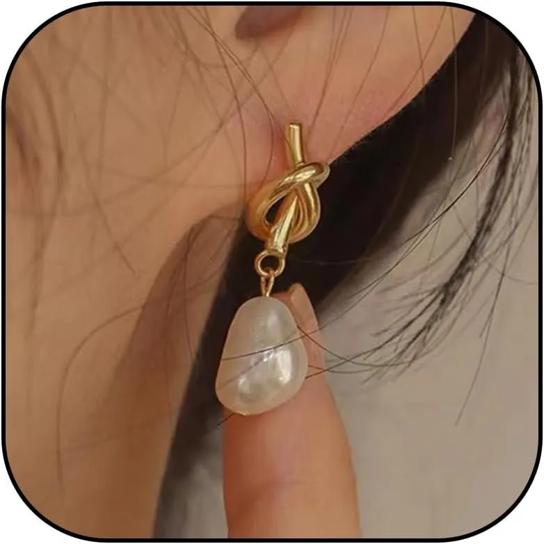 Boho Baroque Pearl Dangle Earrings - Elegant Wedding & Statement Studs for Guest Dresses Accessories
