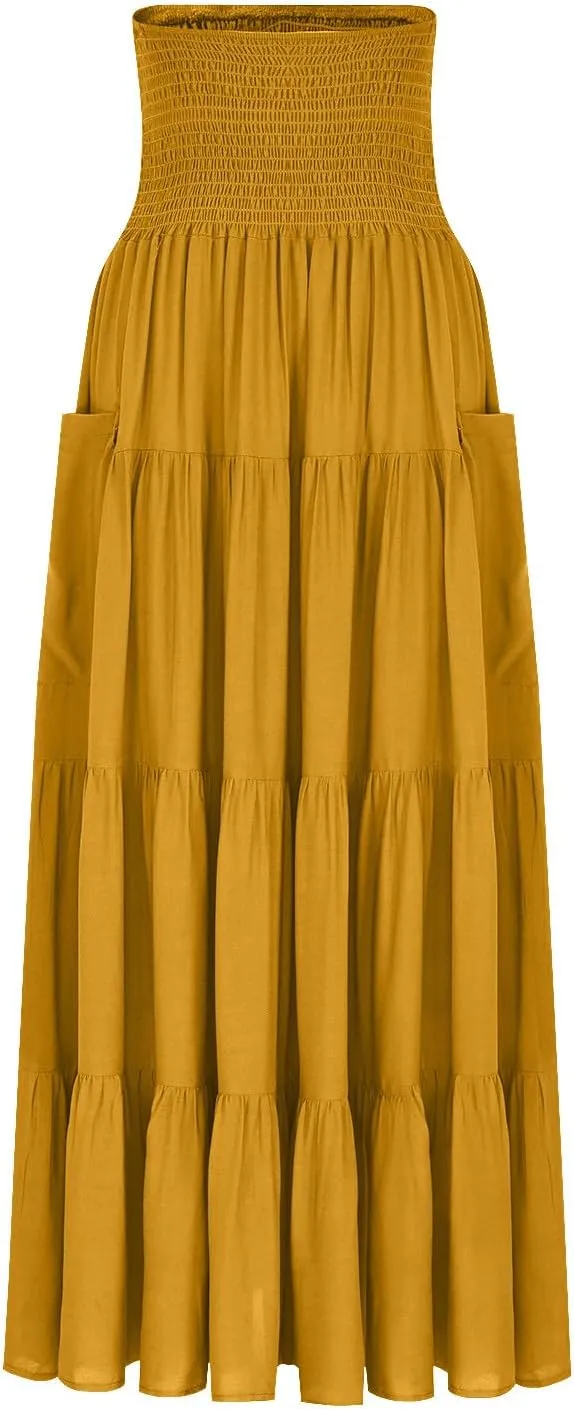 Boho Ruched High Cut Tiered Basic Skorts for Women Rayon Maxi Long Loose Fit Skorts Women 2025 Fashion Y2K