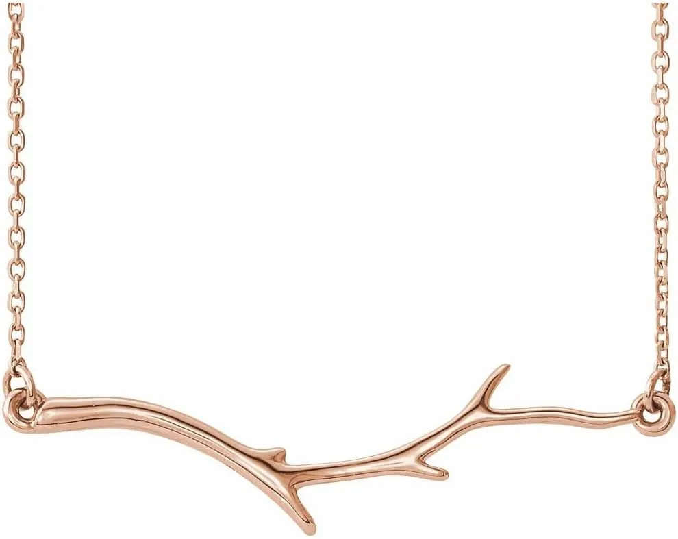 Branch Bar Charm Pendant Chain Necklace Adjustable 16" to 18" (37mm x 8.9mm)