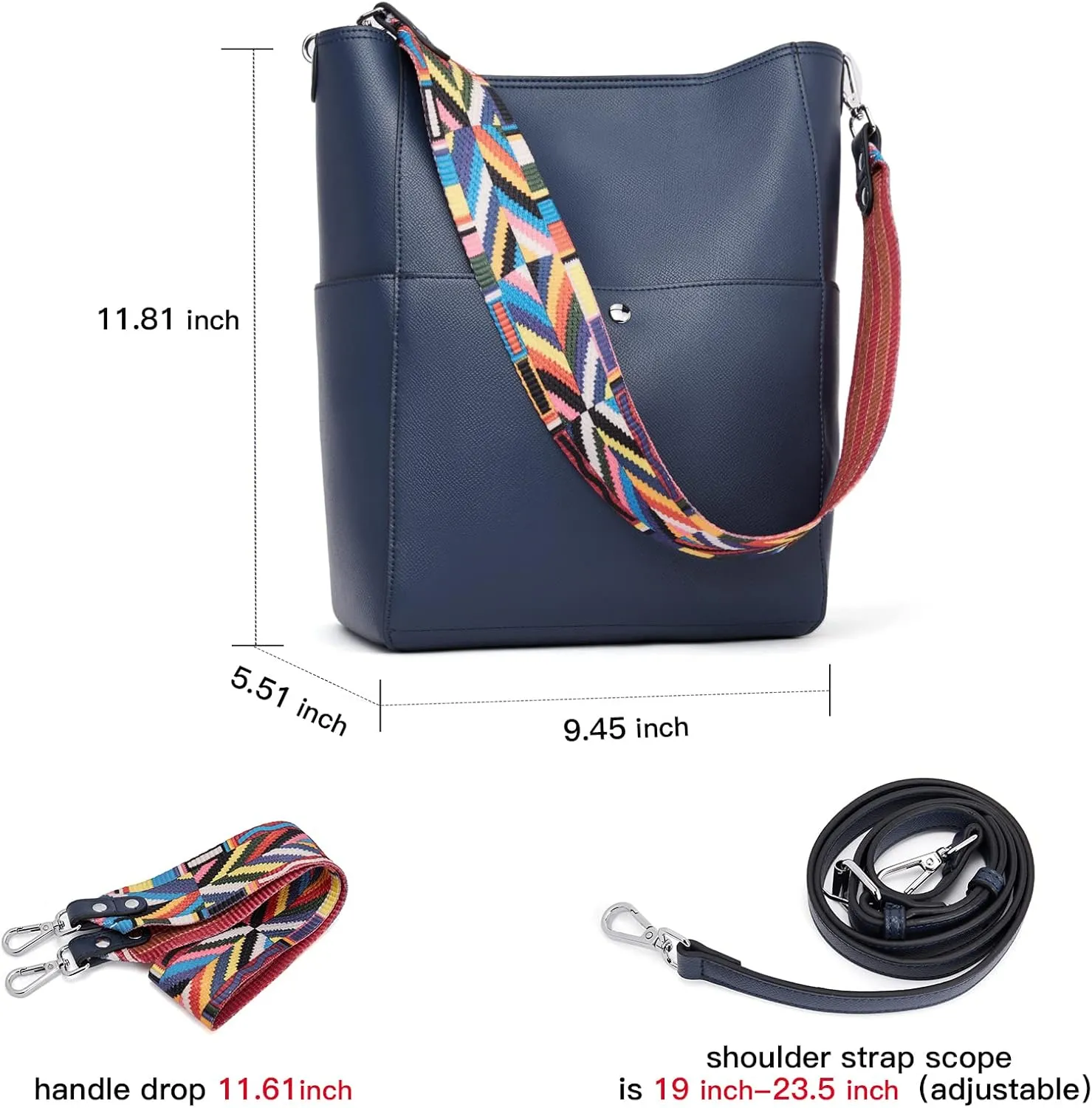 BROMEN Women Purses and Handbags Leather Hobo Bags Designer Shoulder Bucket Crossbody Purse