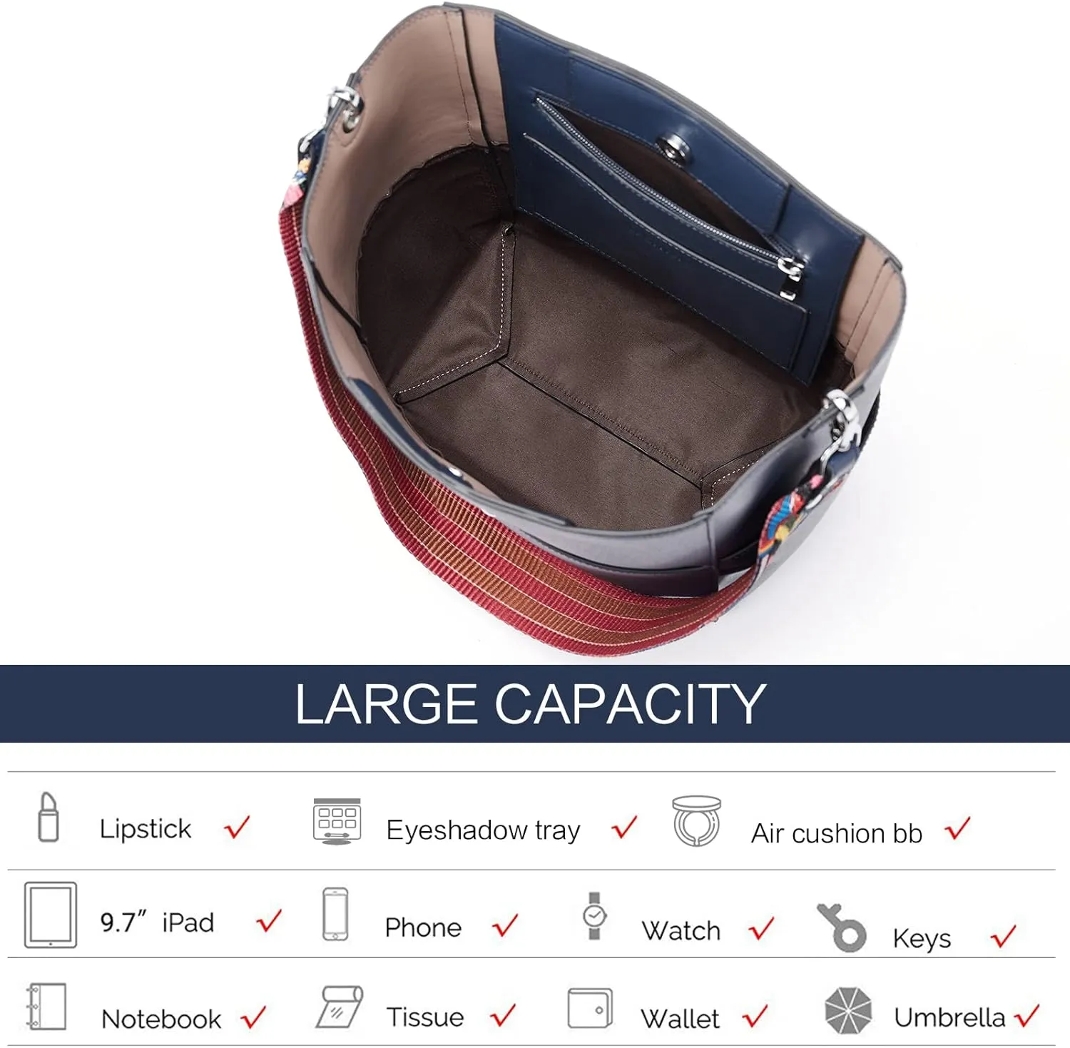 BROMEN Women Purses and Handbags Leather Hobo Bags Designer Shoulder Bucket Crossbody Purse