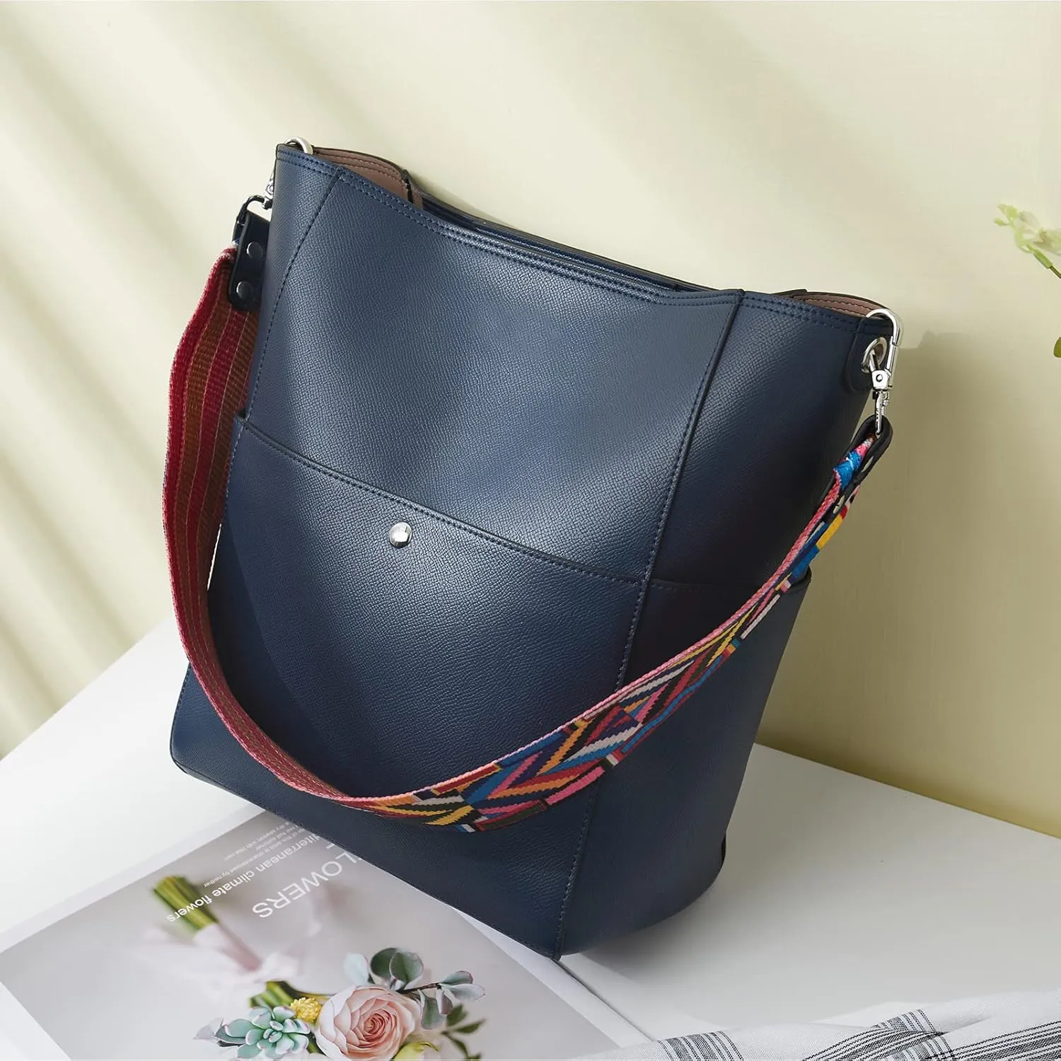 BROMEN Women Purses and Handbags Leather Hobo Bags Designer Shoulder Bucket Crossbody Purse