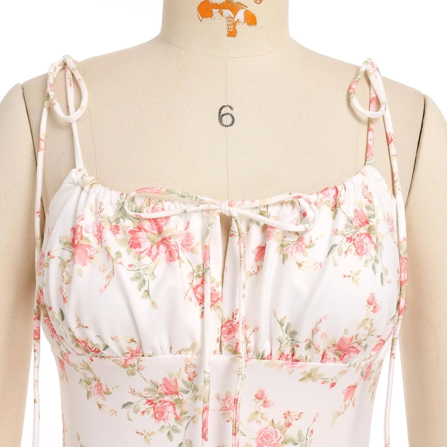 Bustier Dress for Women Boho Floral Corset Casual Sundress Spaghetti Strap Maxi Dress Summer Beach Party Midi Dresses