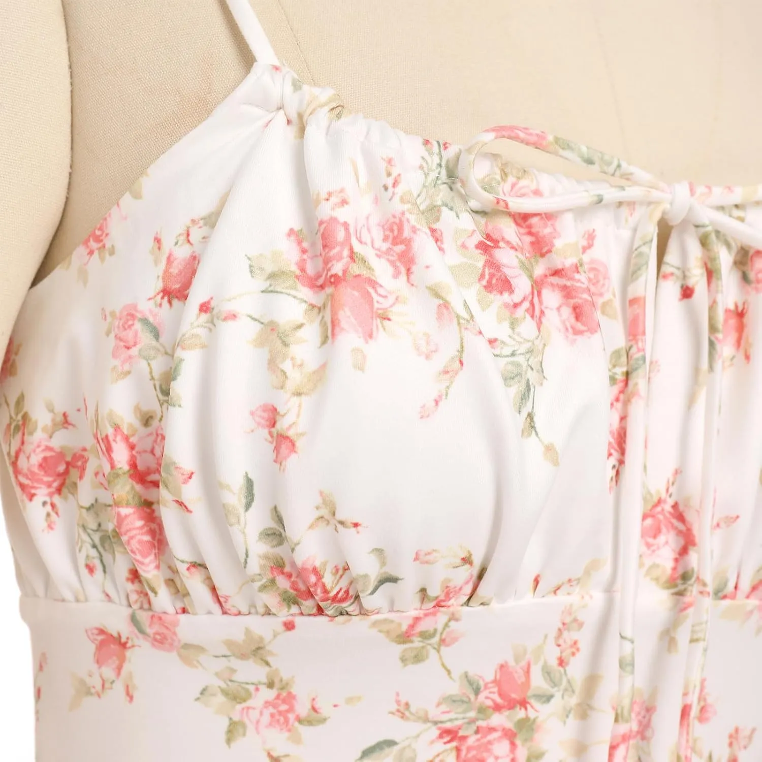 Bustier Dress for Women Boho Floral Corset Casual Sundress Spaghetti Strap Maxi Dress Summer Beach Party Midi Dresses