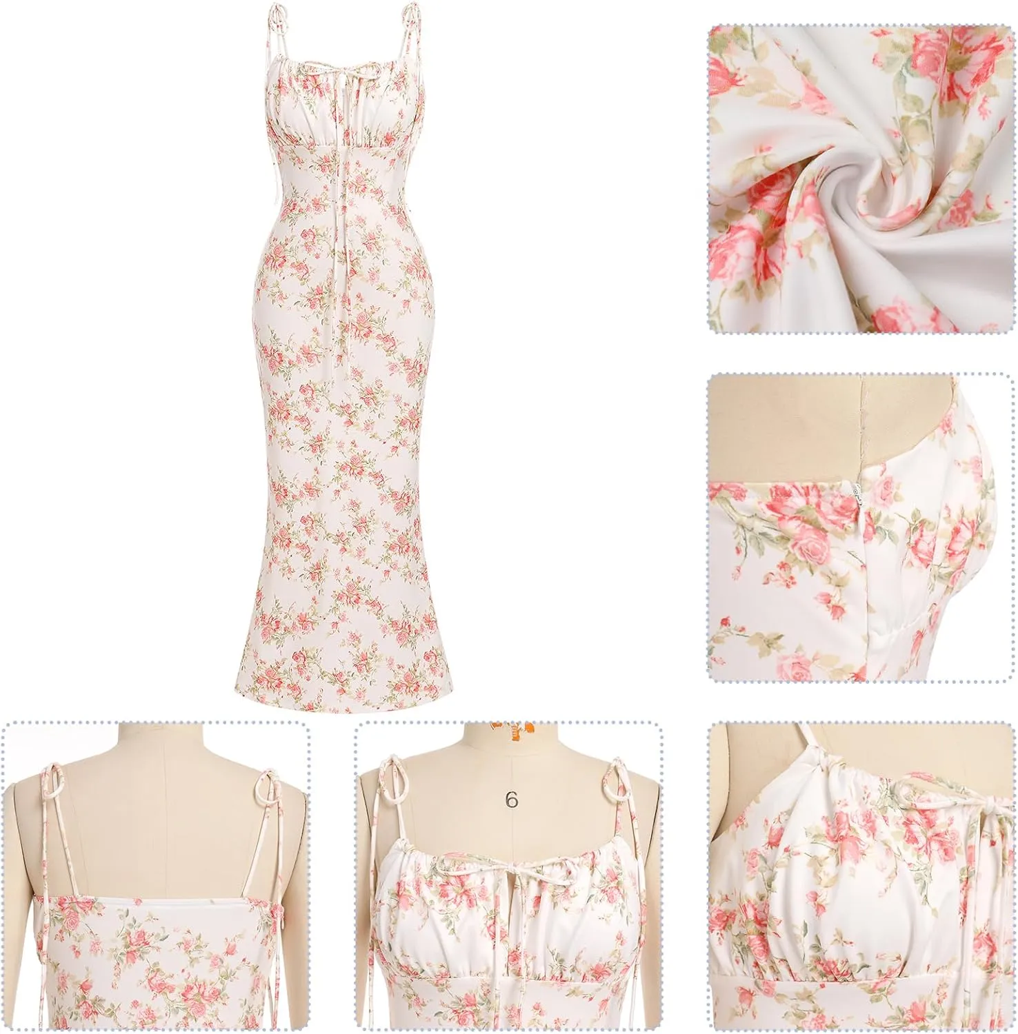 Bustier Dress for Women Boho Floral Corset Casual Sundress Spaghetti Strap Maxi Dress Summer Beach Party Midi Dresses