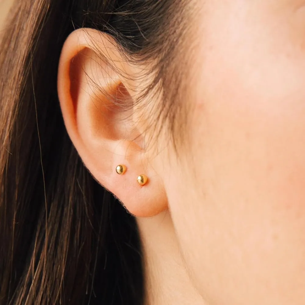 CAITLYNMINIMALIST Dainty Ball Studs 18K Gold Sterling Silver Delicate Versatile Simple Earrings for Women Gift for Her
