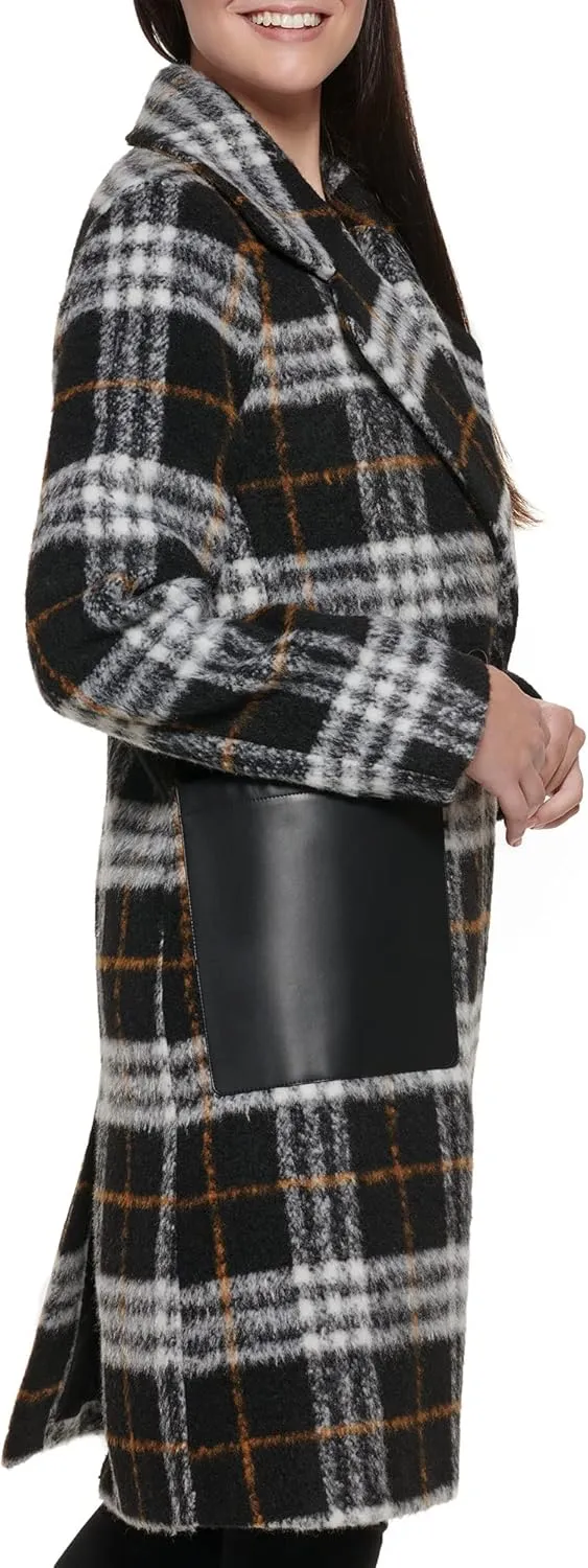 Calvin Klein Women's Notch Collar Double Breast Patch Pocket Jacket