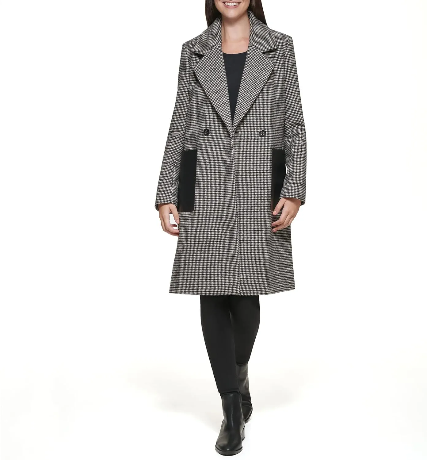 Calvin Klein Women's Notch Collar Double Breast Patch Pocket Jacket