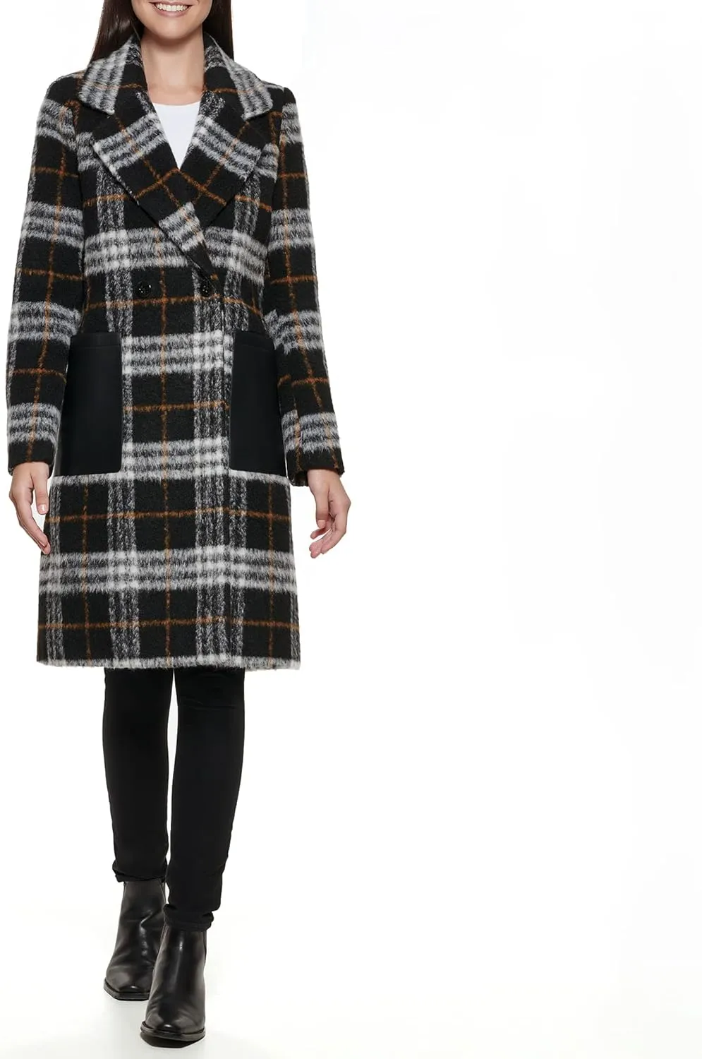 Calvin Klein Women's Notch Collar Double Breast Patch Pocket Jacket