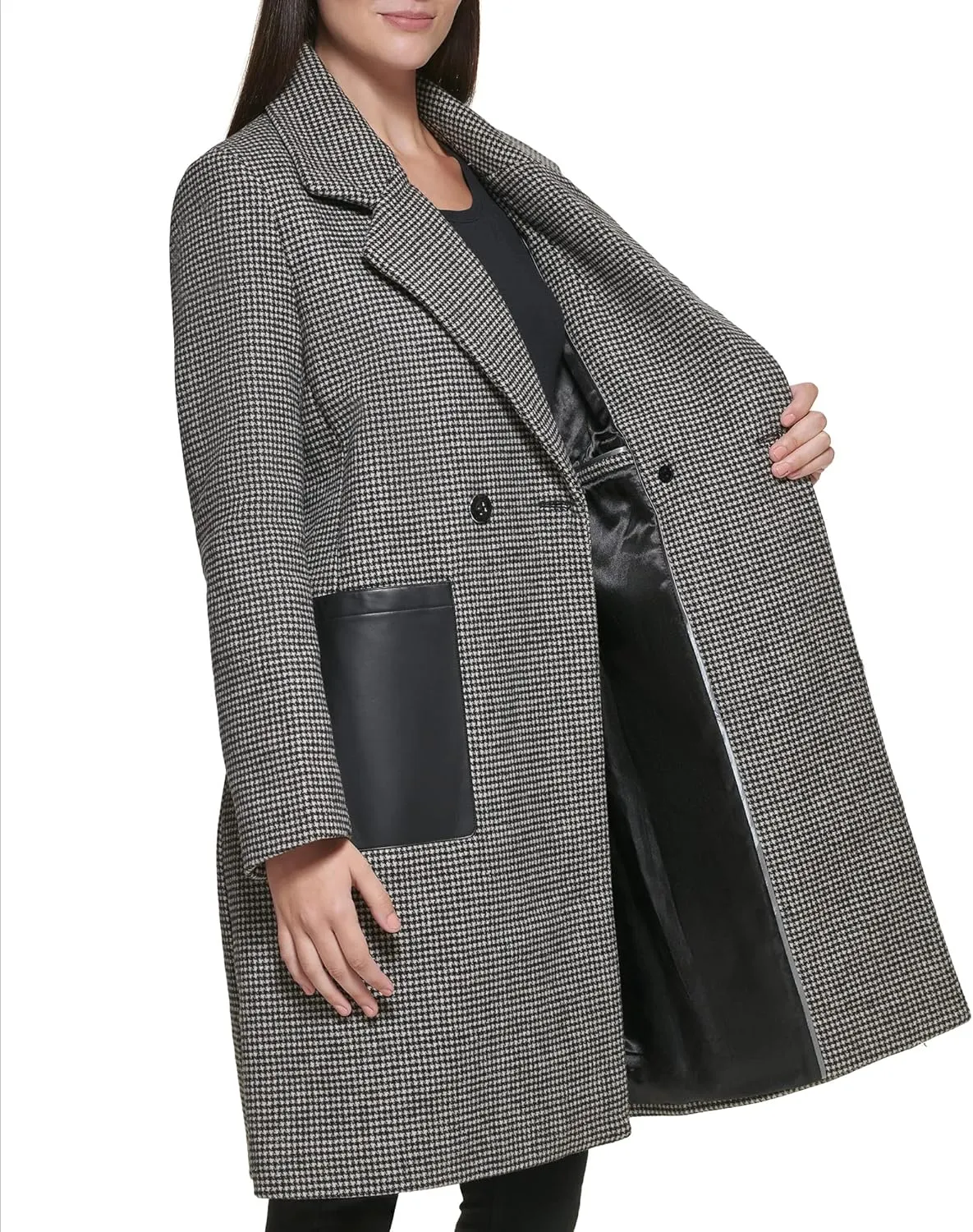 Calvin Klein Women's Notch Collar Double Breast Patch Pocket Jacket