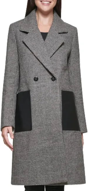 Calvin Klein Women's Notch Collar Double Breast Patch Pocket Jacket