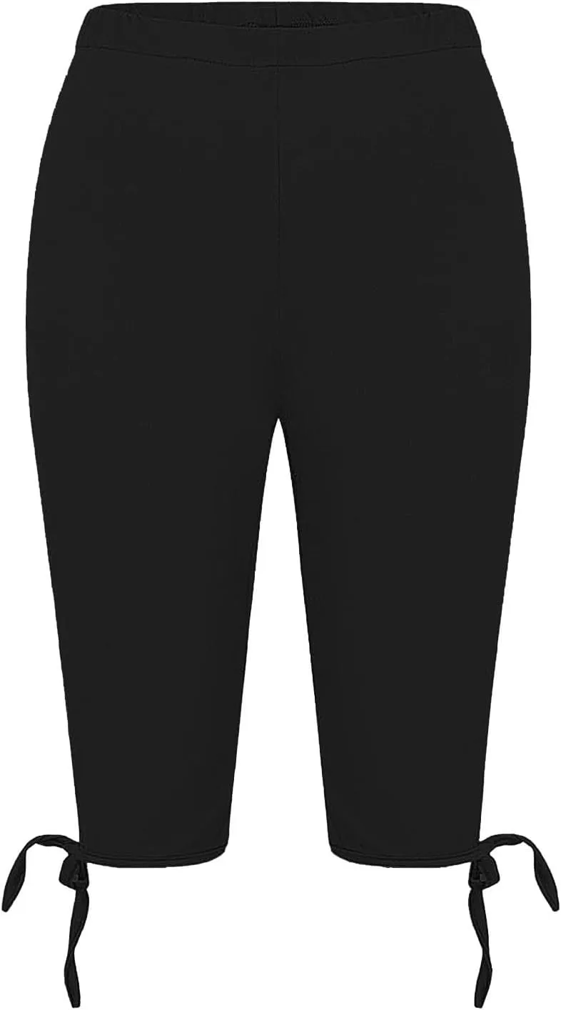 Capri Leggings for Women Fabric Bow Tie Belt Peach Hip Tight Waist High Hip Movement Yoga Shorts Cropped Pants High
