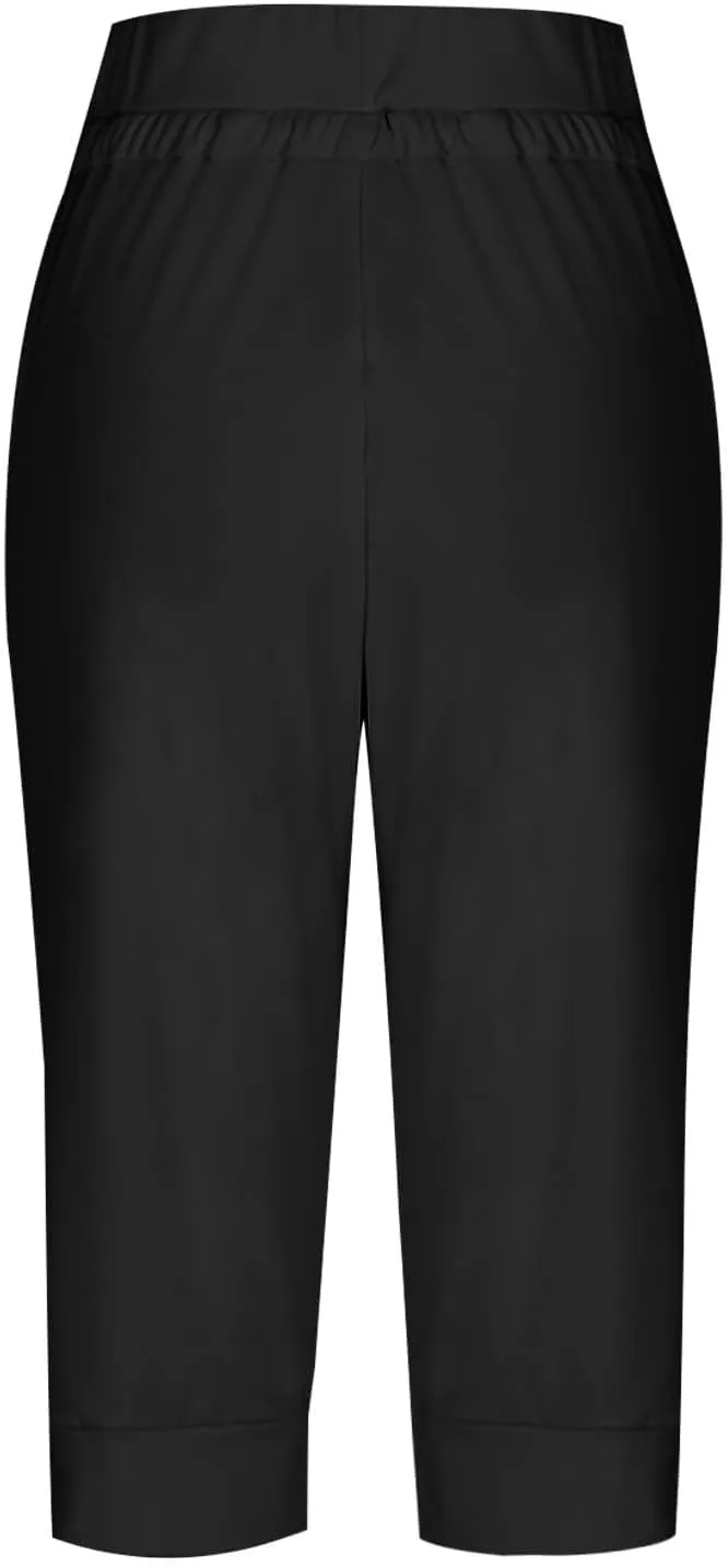 Capri Pant for Women Slim Athletic Pants Joggers Stretch Drawstring Waist Lightweight Casual Hiking Pant with Pockets
