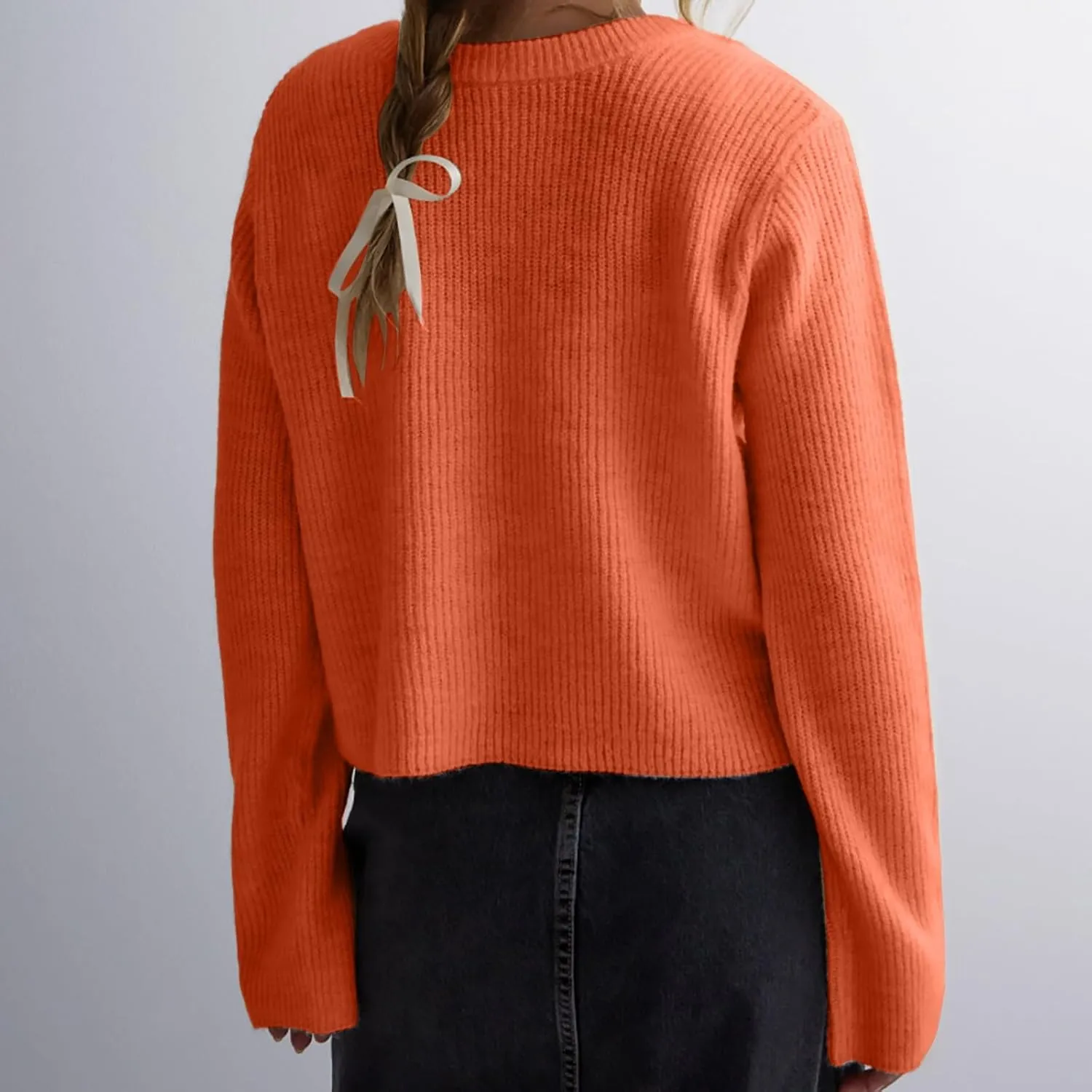 Cardigans for Women Casual Long Sleeve Button Sweater Cardigan Coat Loose Coarse Yarn Time Halloween Cardigan for