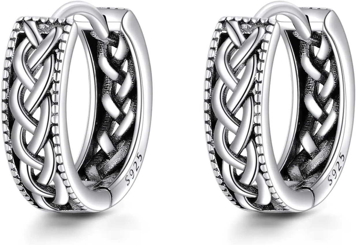 Celtic Knot Huggie Earrings Sterling Silver Star of David/Dachshund/Turtle Small Hoop Earrings Celtic Jewelry Gifts for Women