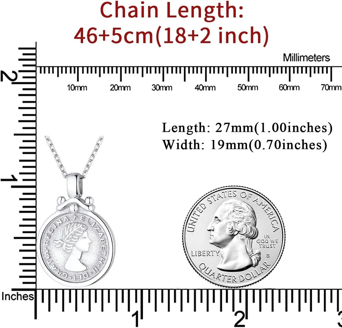 ChicSilver Coin Necklace Sterling Silver Vintage Round Circle Disc Dainty Coin Pendant Necklaces for Women (with Gift Box)