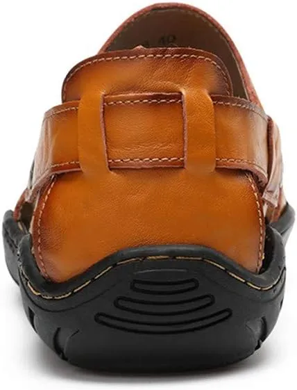 ChicWind Men's Closed Toe Leather Sandals Fisherman Shoes for Summer Hiking