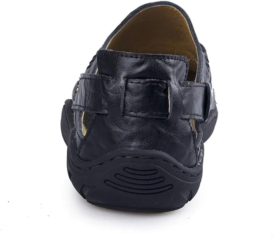 ChicWind Men's Closed Toe Leather Sandals Fisherman Shoes for Summer Hiking