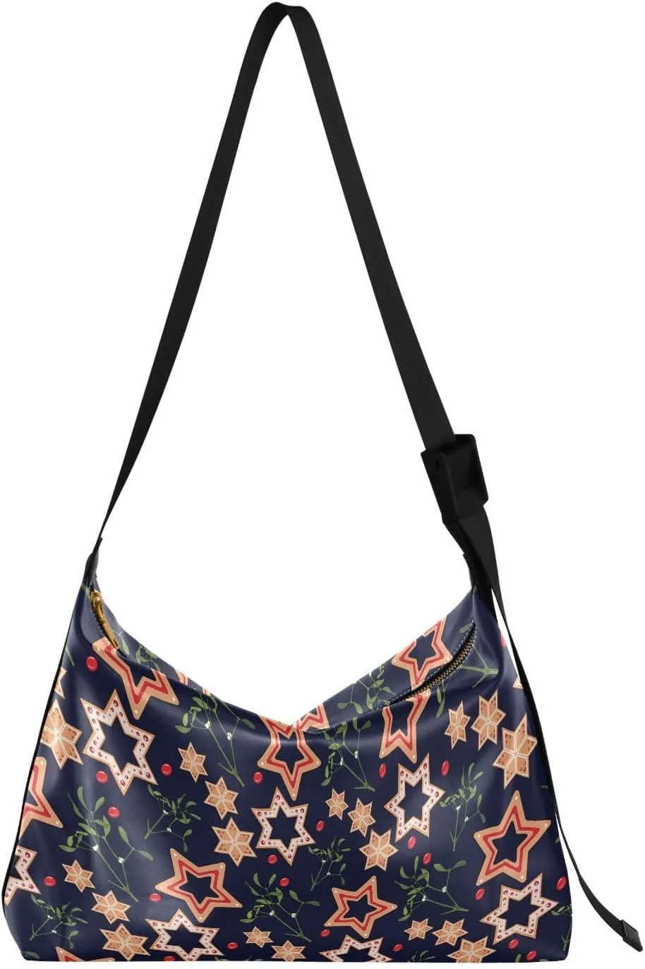 Christmas Stars Hobo Crossbody Bags for Women Leather Large Shoulder Bag Cross Body Seamless Pattern Trendy Womens Tote Bags Handbag for Travel Shopping