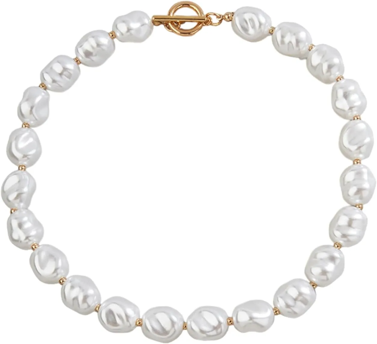 Chunky Baroque Pearl Choker Necklace for Women,Irregular Large Pearl Beaded Neckalce Bridal Bridesmaid Wedding Jewelry