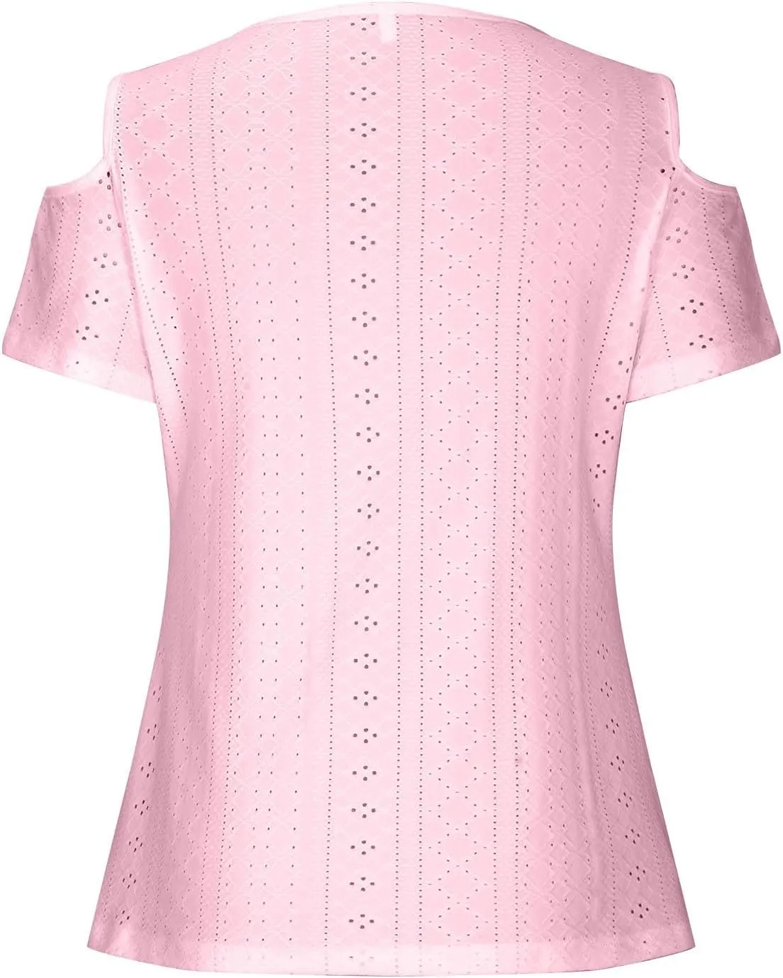 Cold Shoulder Tops for Women 2024 Casual Summer Sexy Eyelet Tunic Shirts Short Sleeve V Neck Boho Blouses
