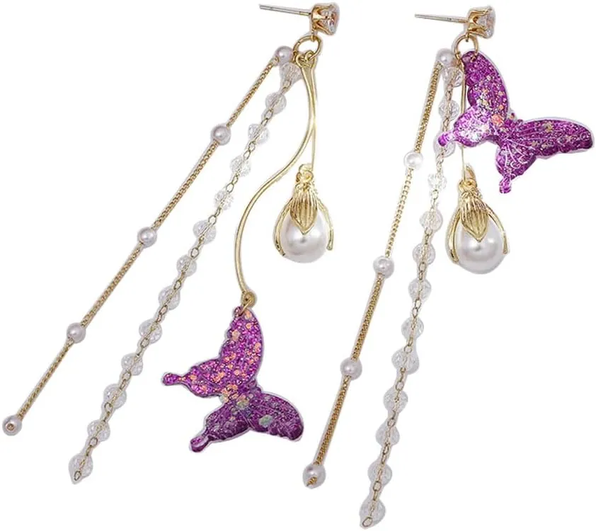 Colorful Fishtail Earrings for Women Mermaid Drop Earrings (Pruple #C)