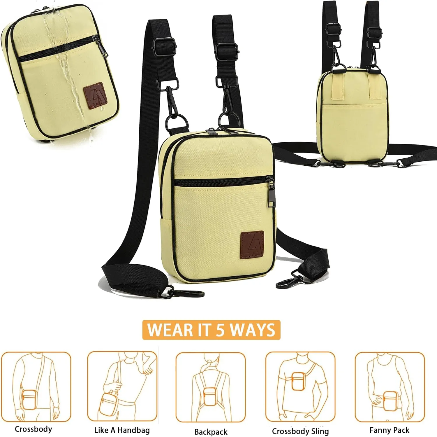 Convertible Crossbody Bag for Men/Women,Adjustable Waist/Shoulder/Backpack with 2/3 Strap,Everyday Essentials Carrier