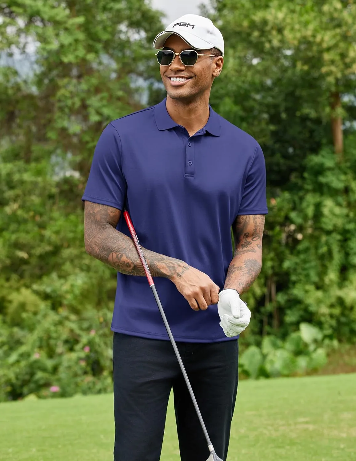 COOFANDY Men Polo Shirts Short Sleeve Quick Drying Athletic Collared Golf Shirts Moisture Wicking Tees