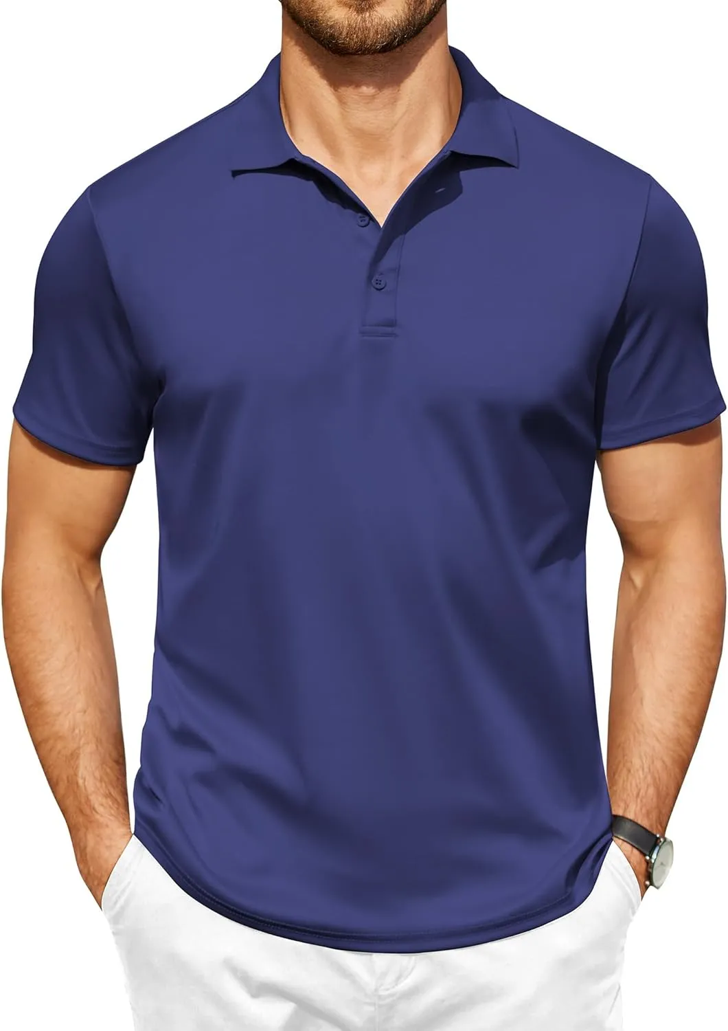 COOFANDY Men Polo Shirts Short Sleeve Quick Drying Athletic Collared Golf Shirts Moisture Wicking Tees