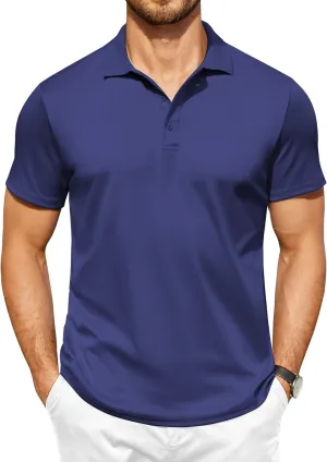 COOFANDY Men Polo Shirts Short Sleeve Quick Drying Athletic Collared Golf Shirts Moisture Wicking Tees