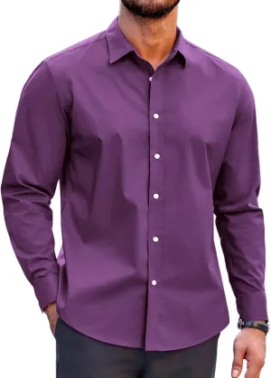 COOFANDY Mens Casual Button Down Shirts Long Sleeve Untucked Shirts for Men Stretch Dress Shirt
