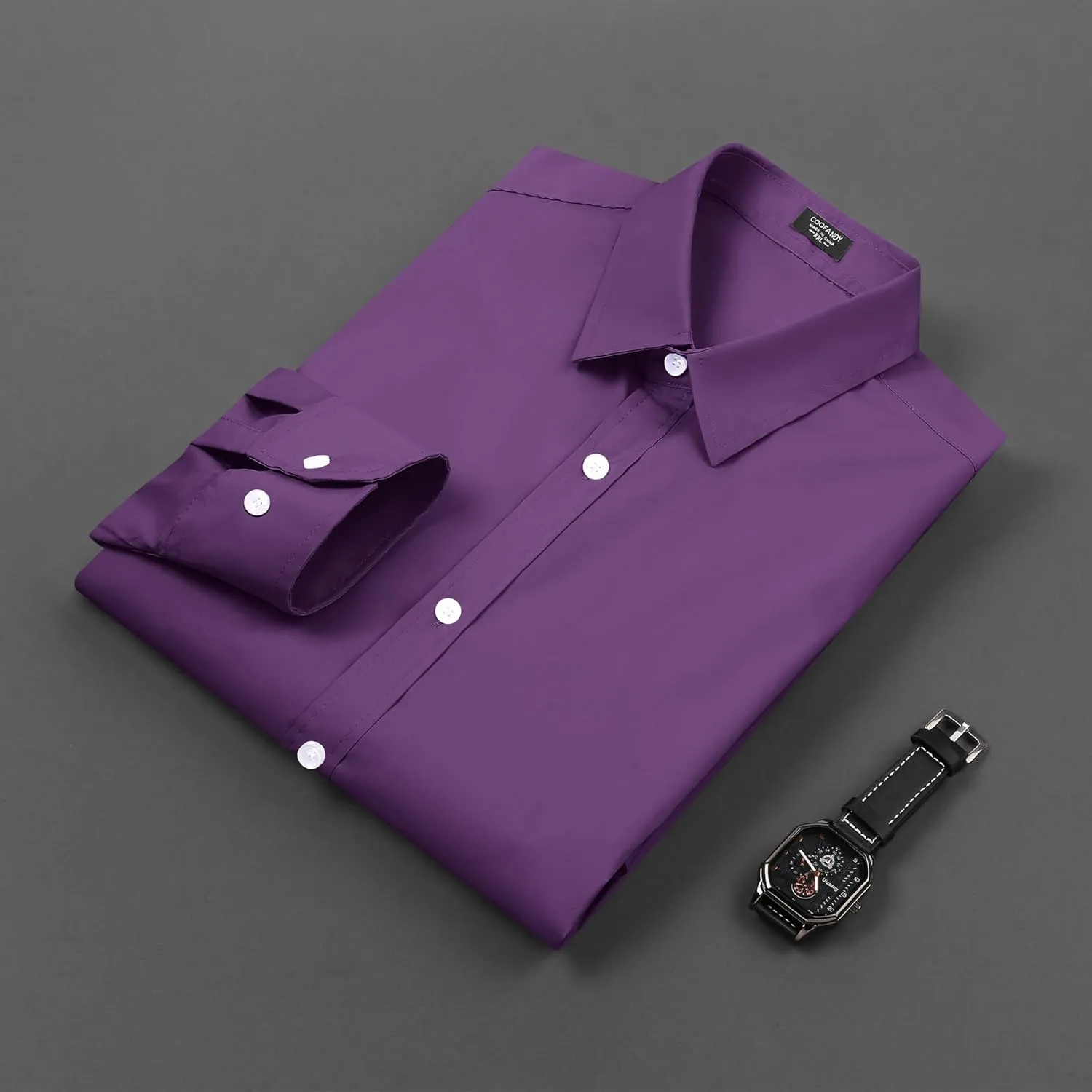 COOFANDY Mens Casual Button Down Shirts Long Sleeve Untucked Shirts for Men Stretch Dress Shirt