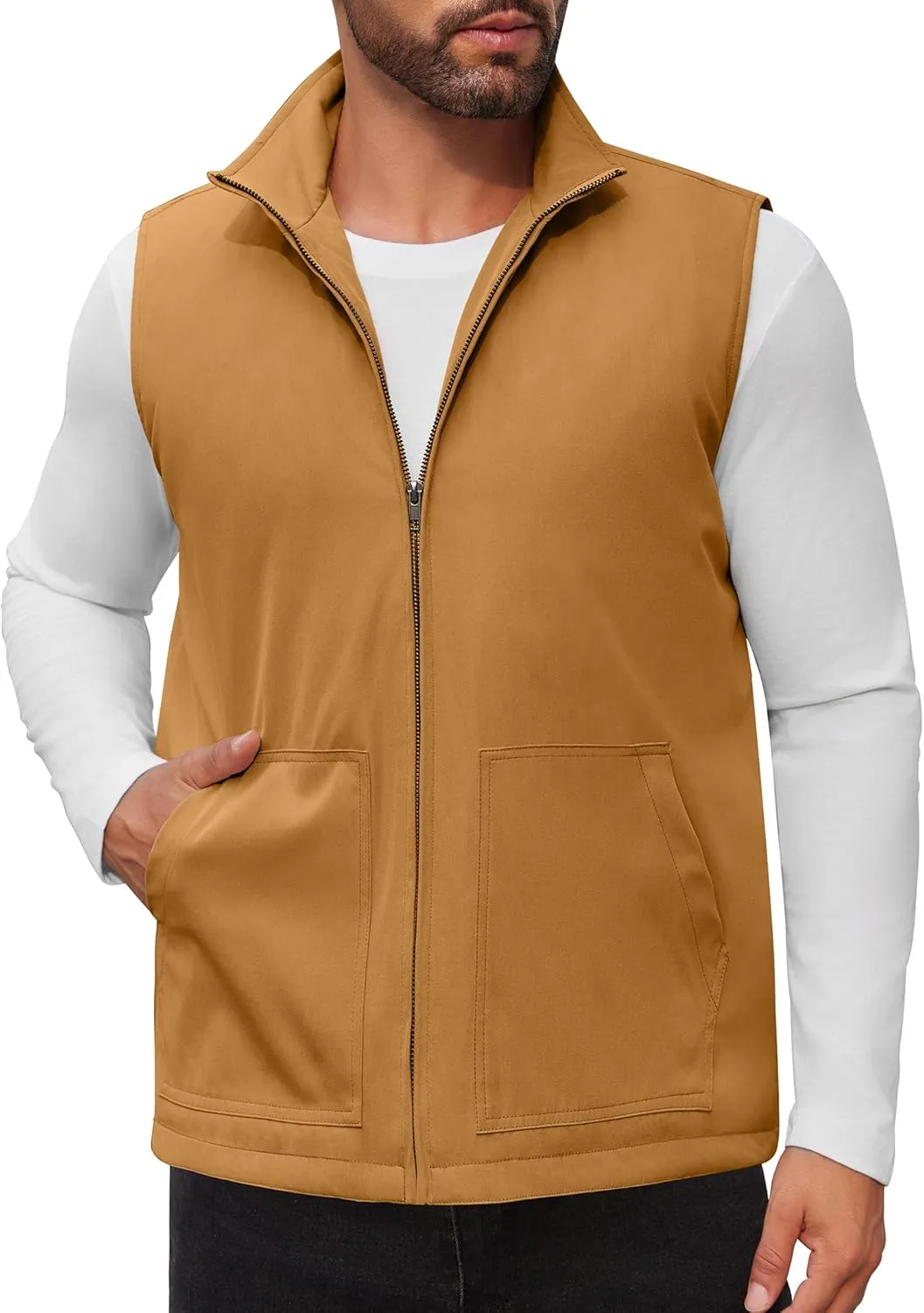 COOFANDY Men's Casual Outerwear Vest Lightweight Zip Up Sleeveless Jacket Outdoor Work Hiking Travel Golf Vest with Pockets