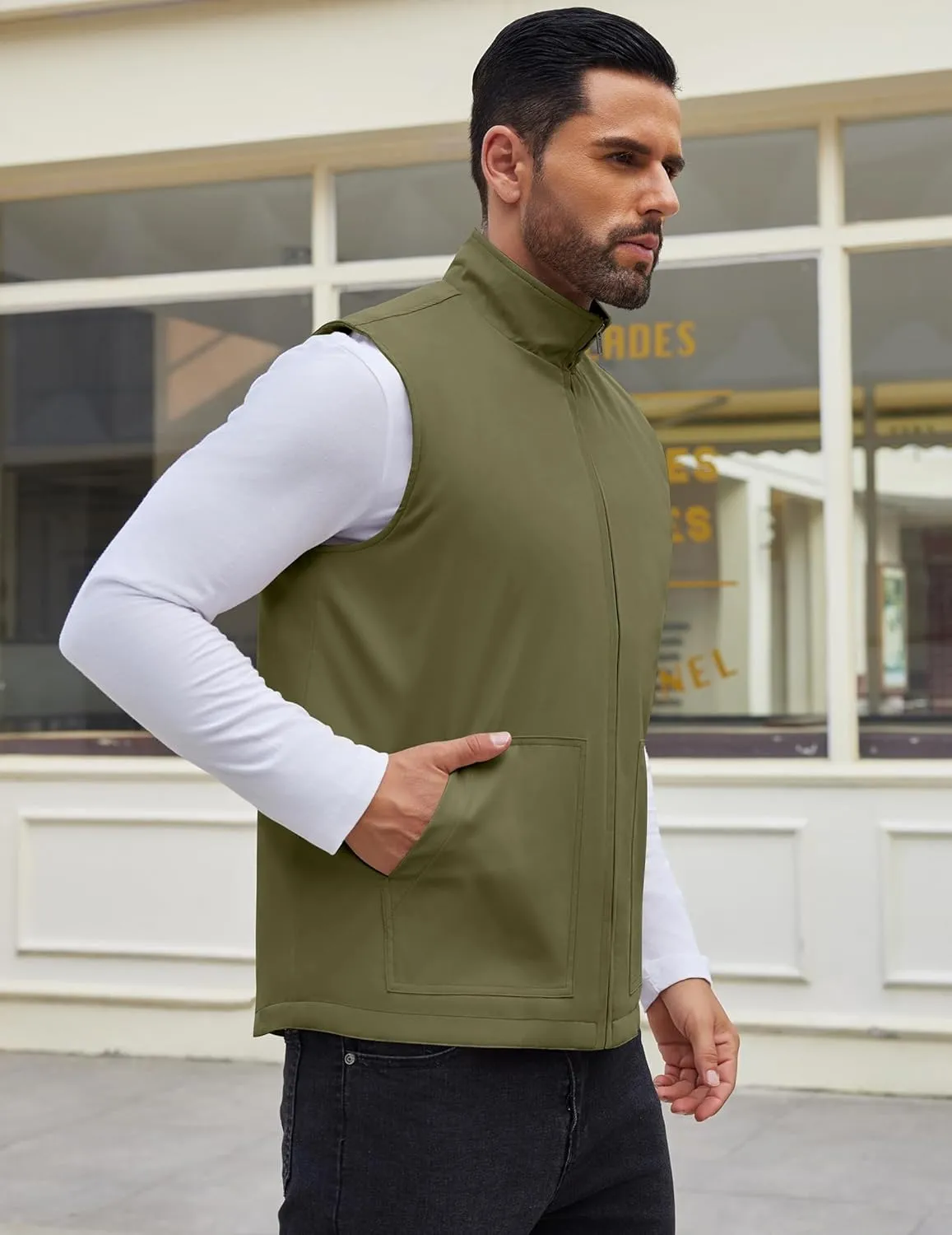 COOFANDY Men's Casual Outerwear Vest Lightweight Zip Up Sleeveless Jacket Outdoor Work Hiking Travel Golf Vest with Pockets