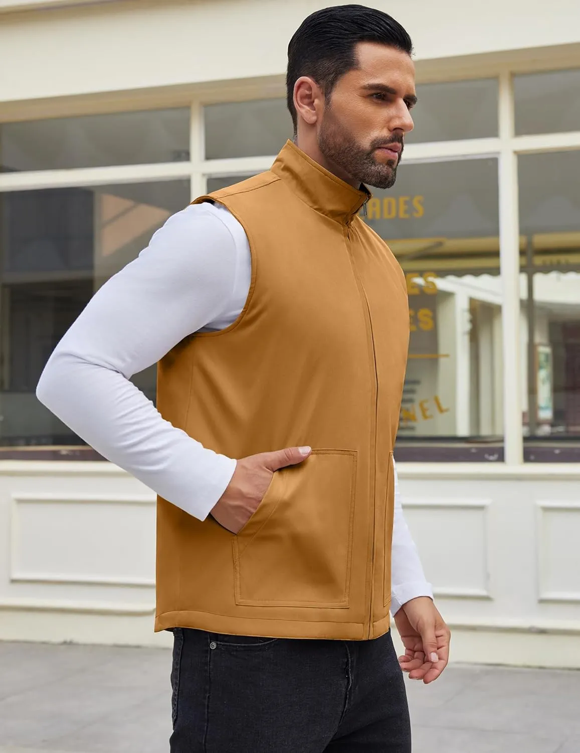COOFANDY Men's Casual Outerwear Vest Lightweight Zip Up Sleeveless Jacket Outdoor Work Hiking Travel Golf Vest with Pockets