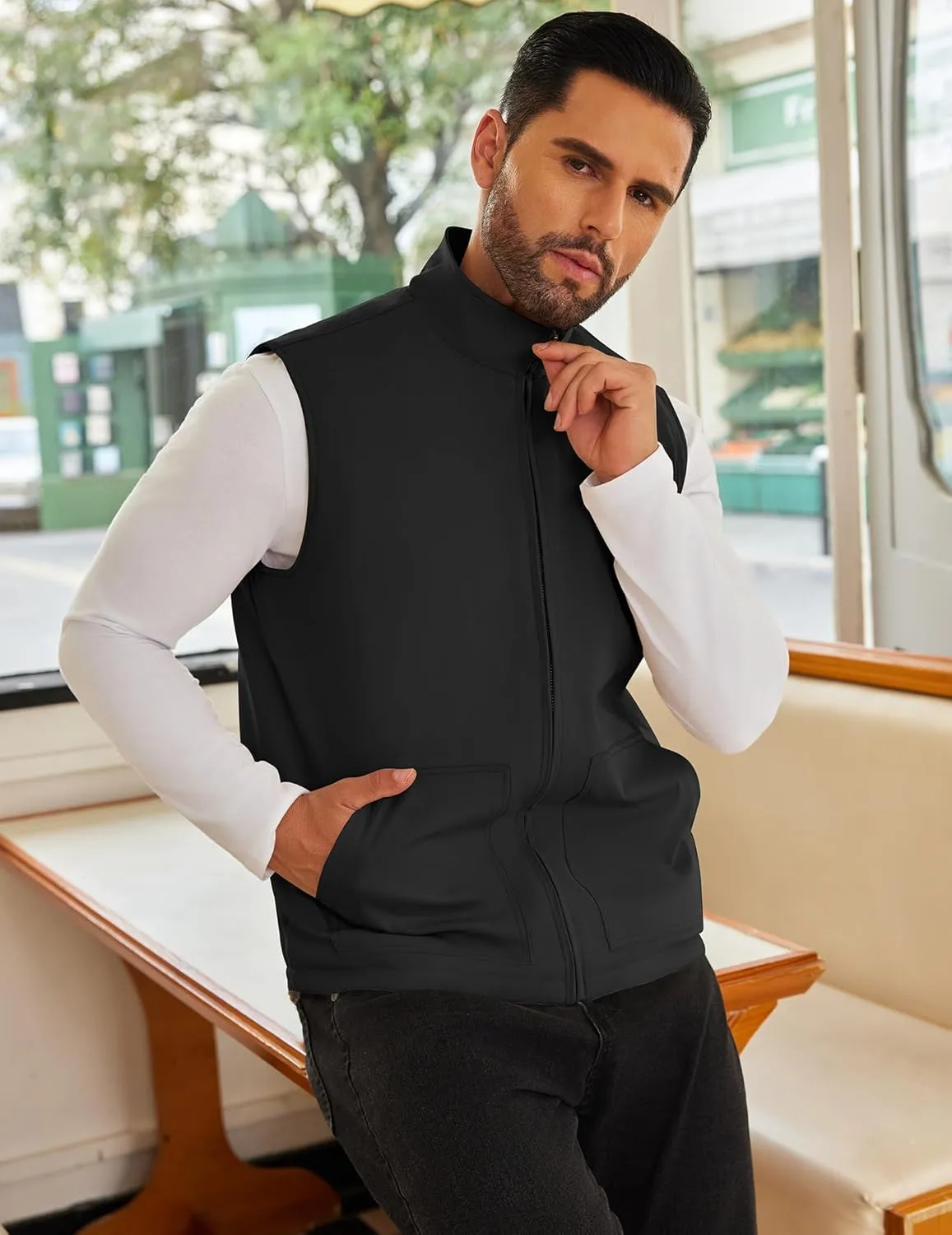 COOFANDY Men's Casual Outerwear Vest Lightweight Zip Up Sleeveless Jacket Outdoor Work Hiking Travel Golf Vest with Pockets