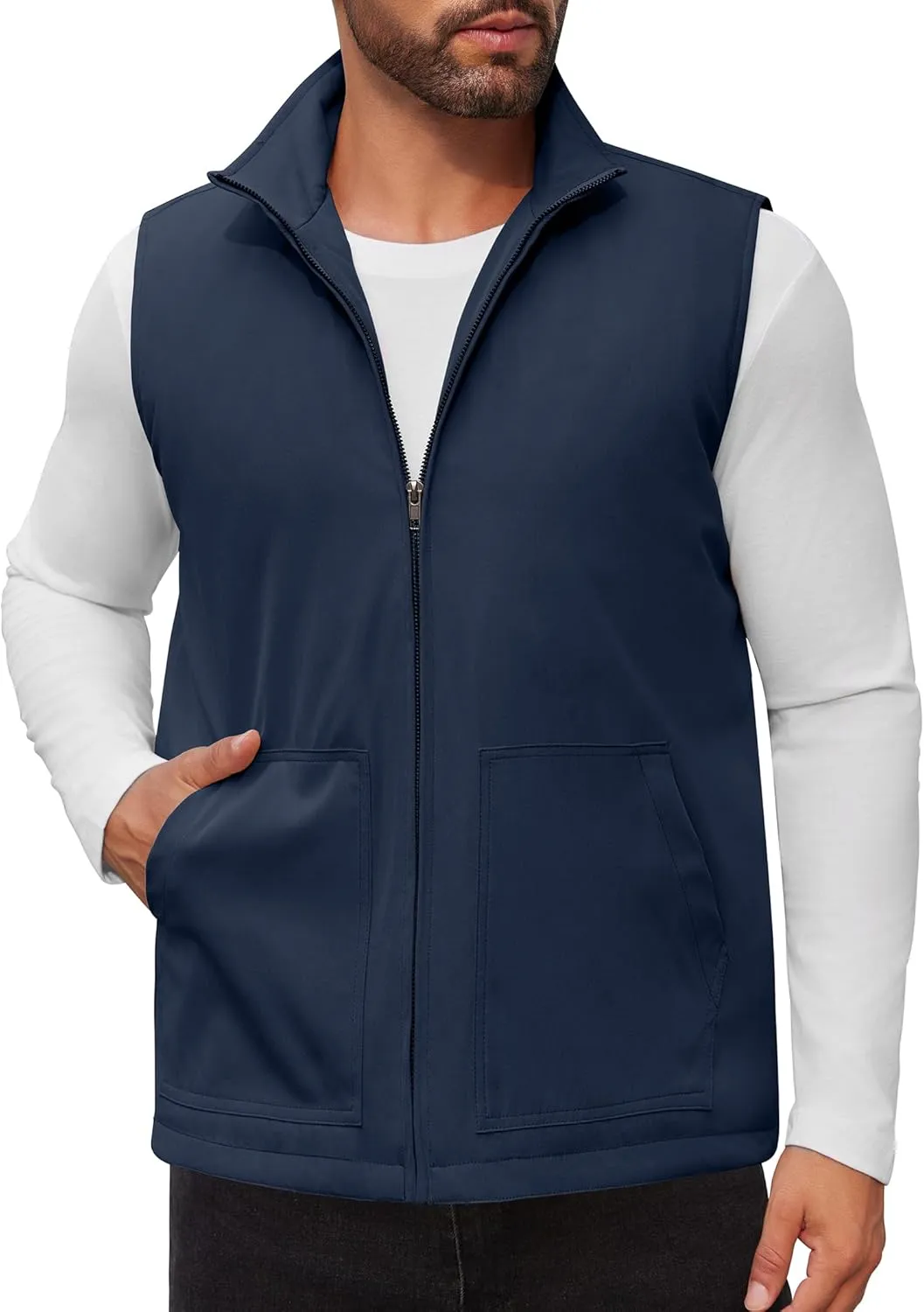 COOFANDY Men's Casual Outerwear Vest Lightweight Zip Up Sleeveless Jacket Outdoor Work Hiking Travel Golf Vest with Pockets