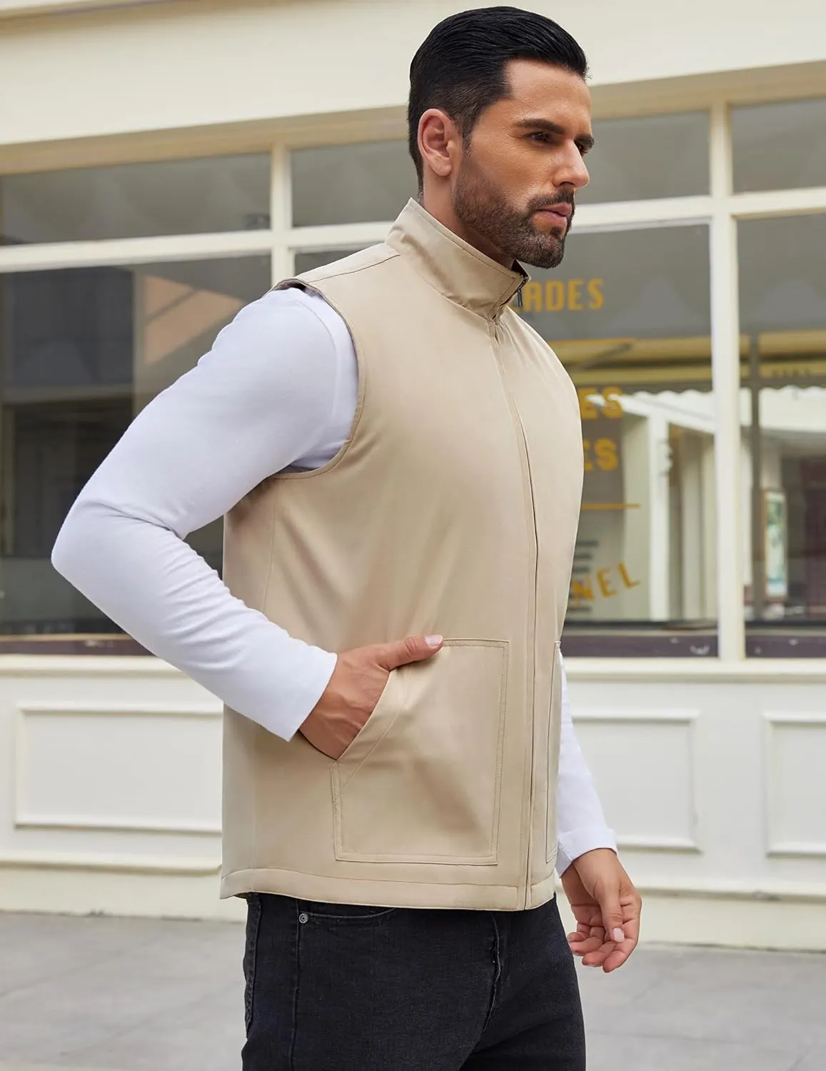 COOFANDY Men's Casual Outerwear Vest Lightweight Zip Up Sleeveless Jacket Outdoor Work Hiking Travel Golf Vest with Pockets