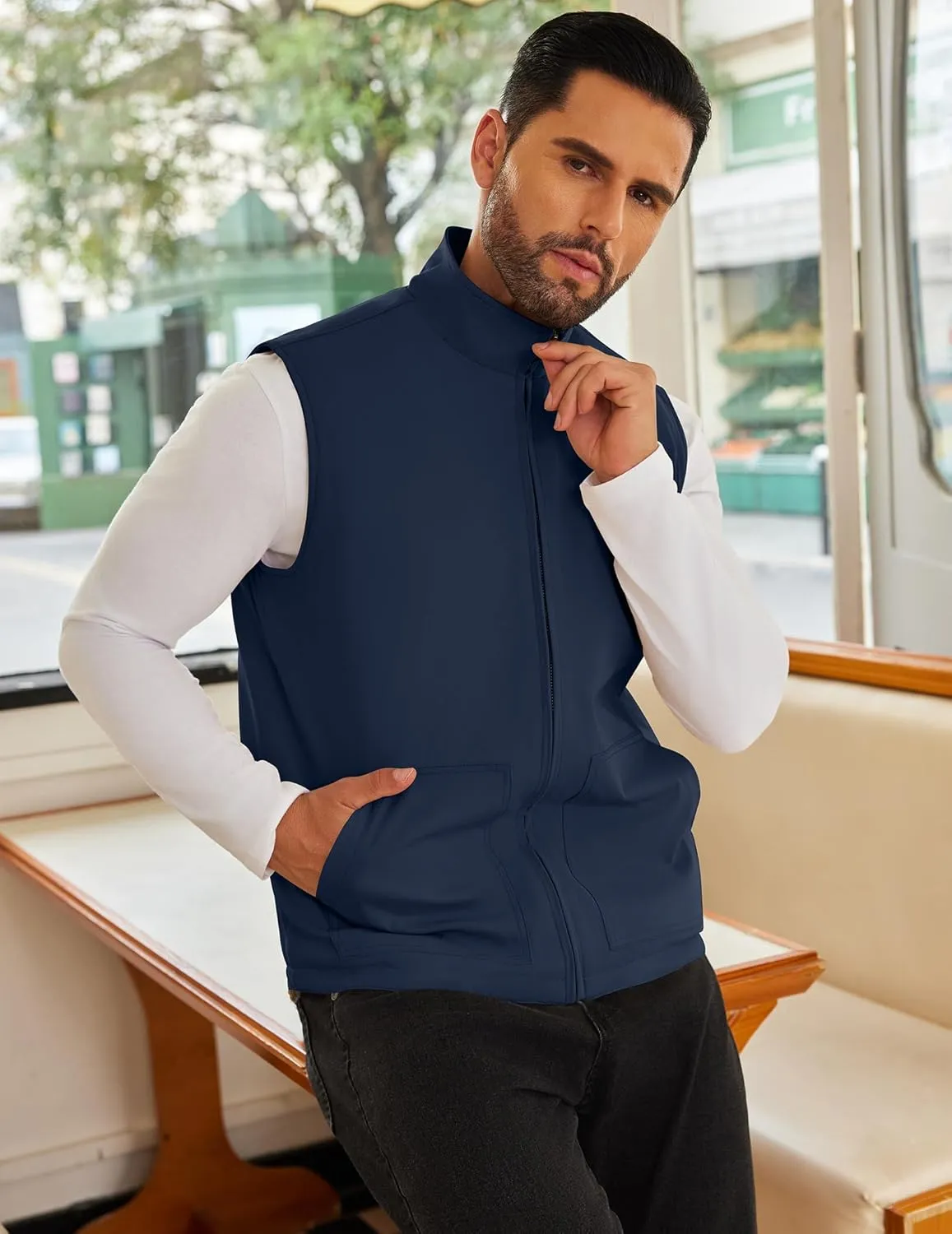 COOFANDY Men's Casual Outerwear Vest Lightweight Zip Up Sleeveless Jacket Outdoor Work Hiking Travel Golf Vest with Pockets