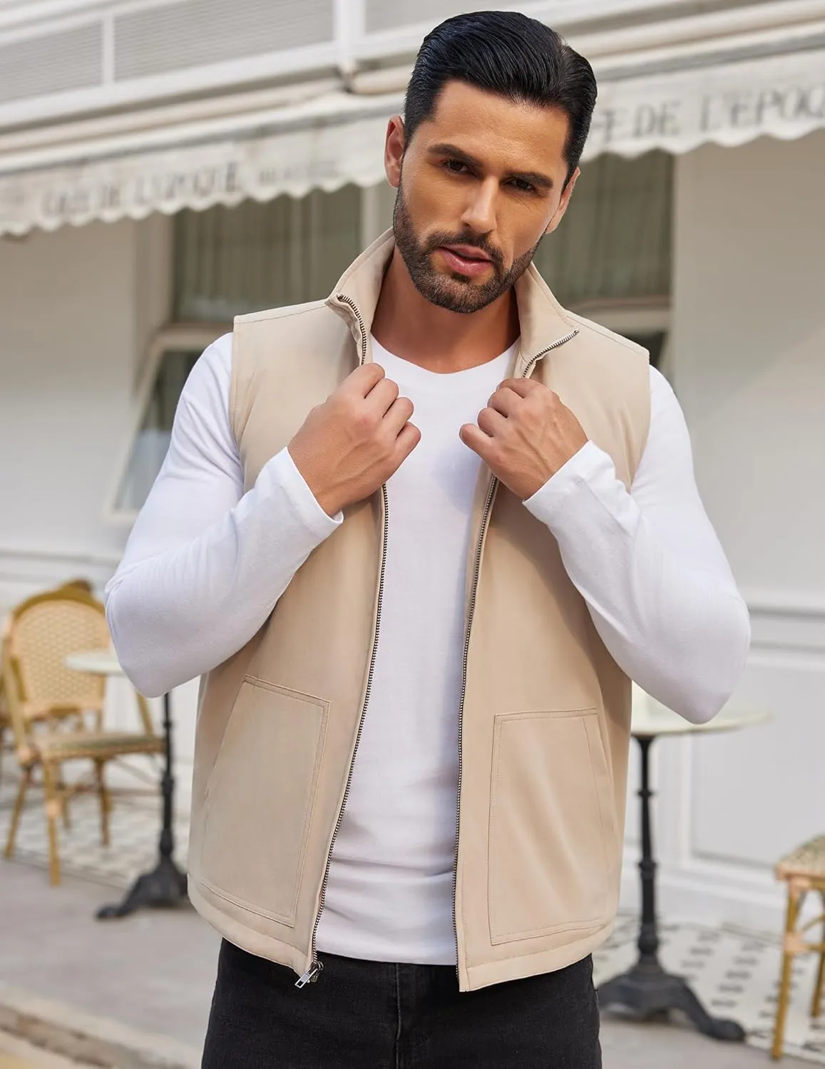 COOFANDY Men's Casual Outerwear Vest Lightweight Zip Up Sleeveless Jacket Outdoor Work Hiking Travel Golf Vest with Pockets