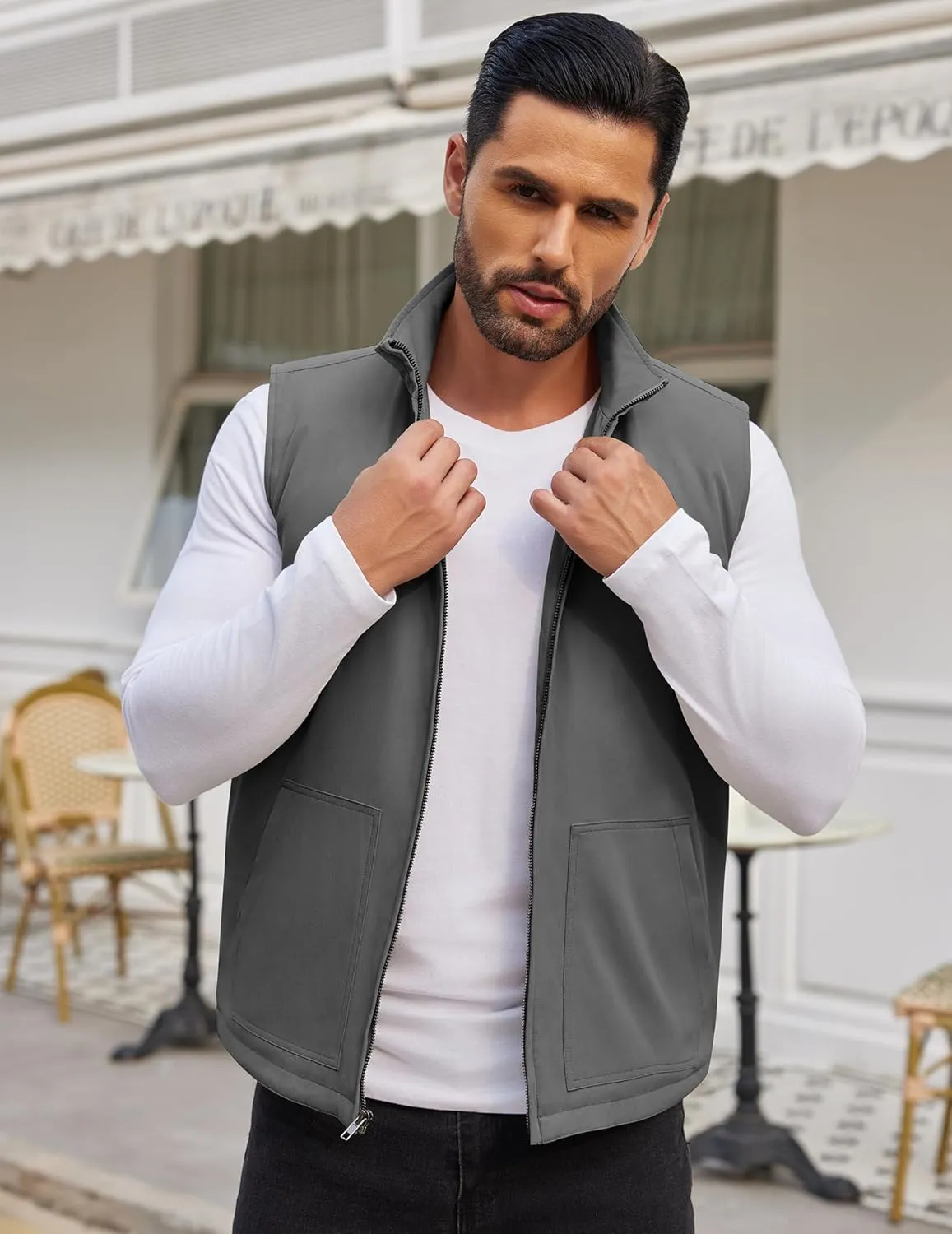 COOFANDY Men's Casual Outerwear Vest Lightweight Zip Up Sleeveless Jacket Outdoor Work Hiking Travel Golf Vest with Pockets