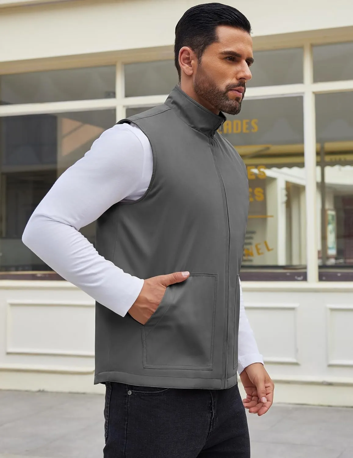 COOFANDY Men's Casual Outerwear Vest Lightweight Zip Up Sleeveless Jacket Outdoor Work Hiking Travel Golf Vest with Pockets