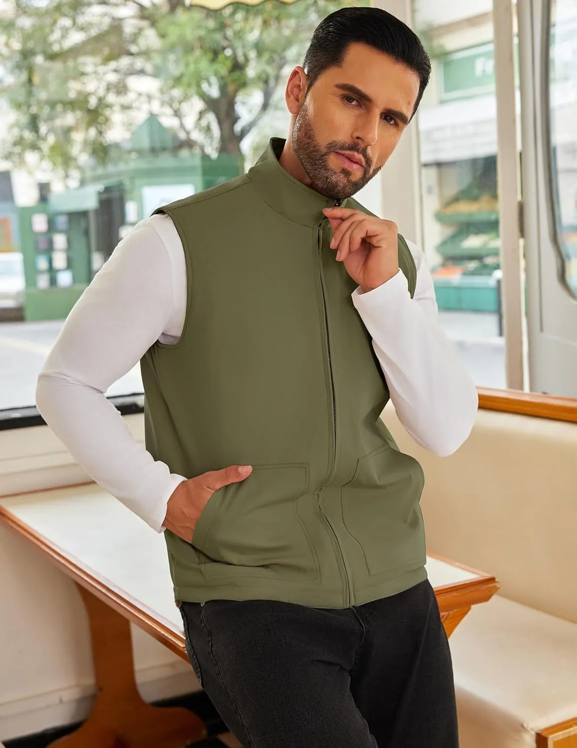 COOFANDY Men's Casual Outerwear Vest Lightweight Zip Up Sleeveless Jacket Outdoor Work Hiking Travel Golf Vest with Pockets